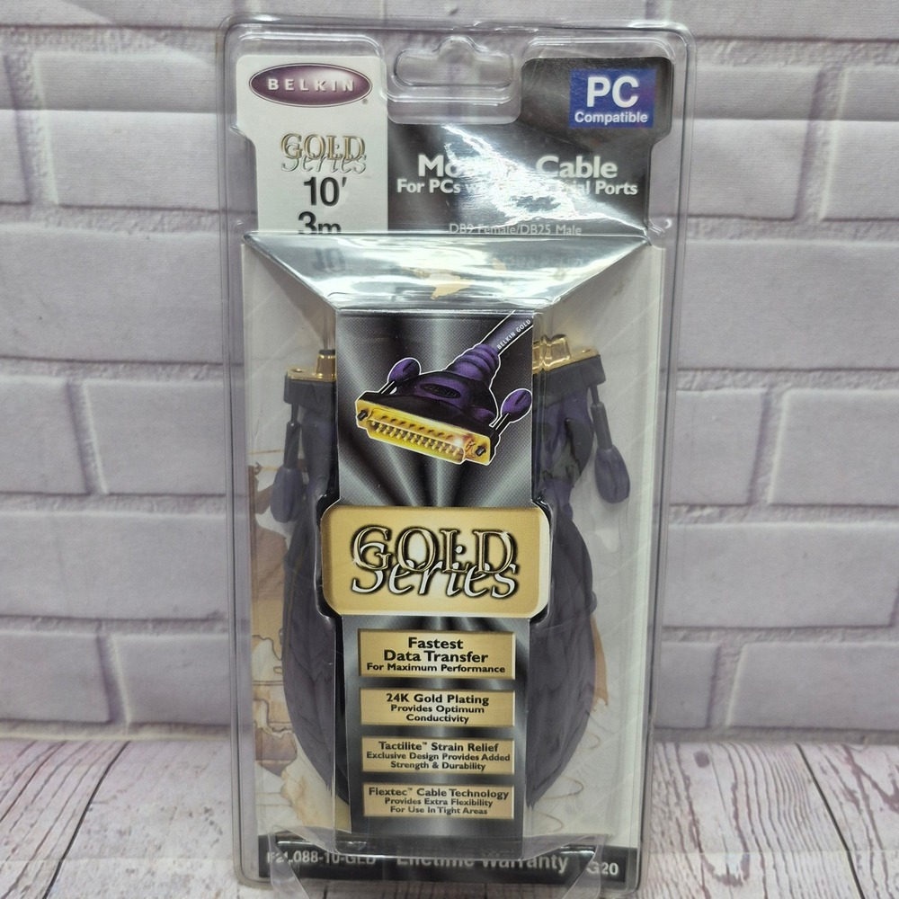 Belkin Gold Series 10ft Modem Cable DB9 Female to DB25 Male F2L088-10-GLD PC